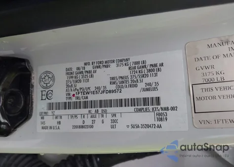 2018 Ford F-150 Lariat from USA, damaged, VIN 1FTEW1E57JFD89572